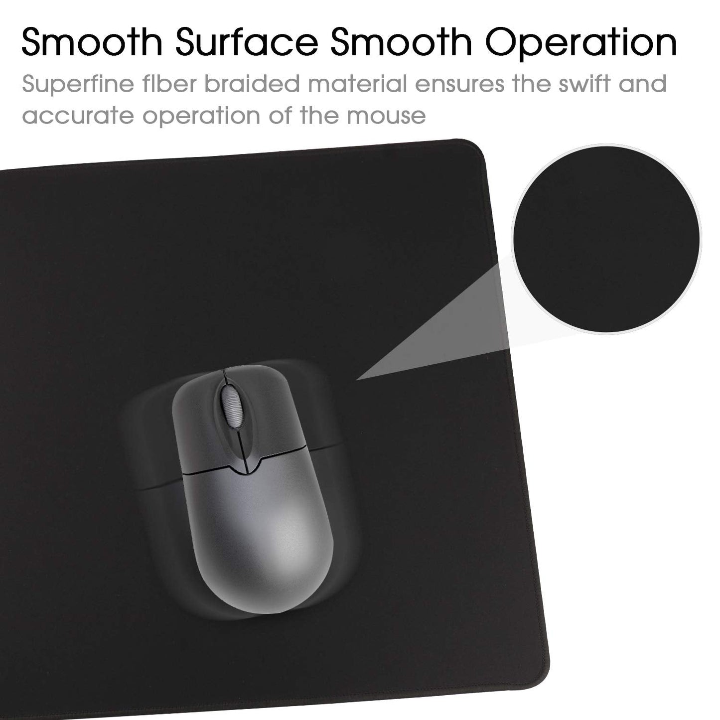 HIHUHEN Gaming Mouse Mat/Large Mouse Pad 800 x 400 x 3mm / XXL mouse pad/large size | improved precision and speed | rubber base for stable grip on smooth surfaces | non-slip (80x40 Black)