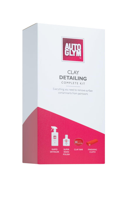 Autoglym Clay Detailing Complete Kit - Premium Car Care Kit Includes (500mL) Rapid Detailer, (100mL) Super Resin Polish, (1) Premium Clay Bar, (1) Hi-Tech Finishing Cloth