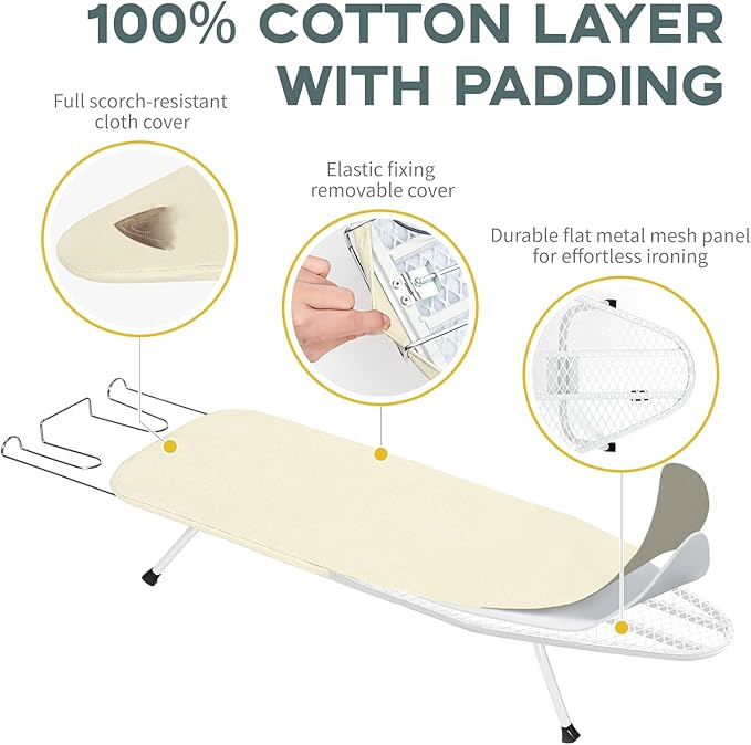 Metal Small Ironing Board Tabletop 31x12, RAINHOL Countertop Mini Iron Board