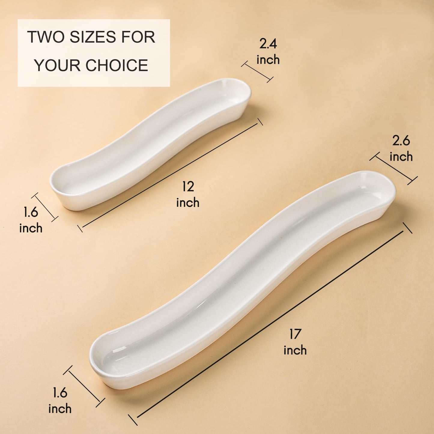 Dizada Olive Plates 3-Pack 12" - White Porcelain Long Arc Boat Trays, Ceramic Appetizer Platter for Charcuterie, Snacks, Entertaining, Dishwasher Microwave Oven Safe