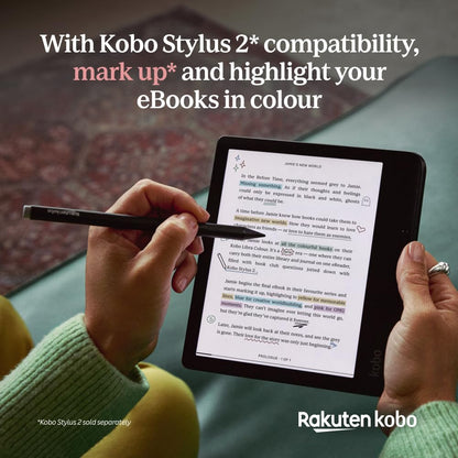 Kobo Libra Colour | eReader | 7” Glare-Free Colour E Ink Kaleido™ 3 Display | Dark Mode Option | Audiobooks | Waterproof | (Black)