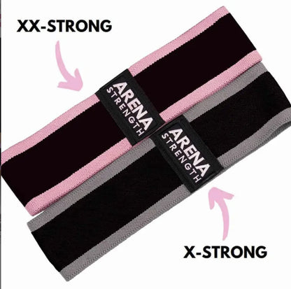 Arena Strength Booty Band Set (2 Pack) - Extra Strong Resistance Bands for Workout - Black - 25-55 kgs Tension