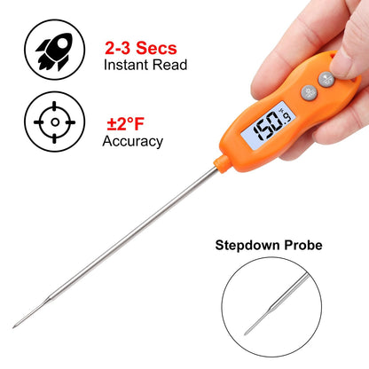Digital Meat Thermometer Backlight,Waterproof Instant Read Food Thermometer for Cooking Grilling BBQ Baking Liquids Beef Turkey (Black)