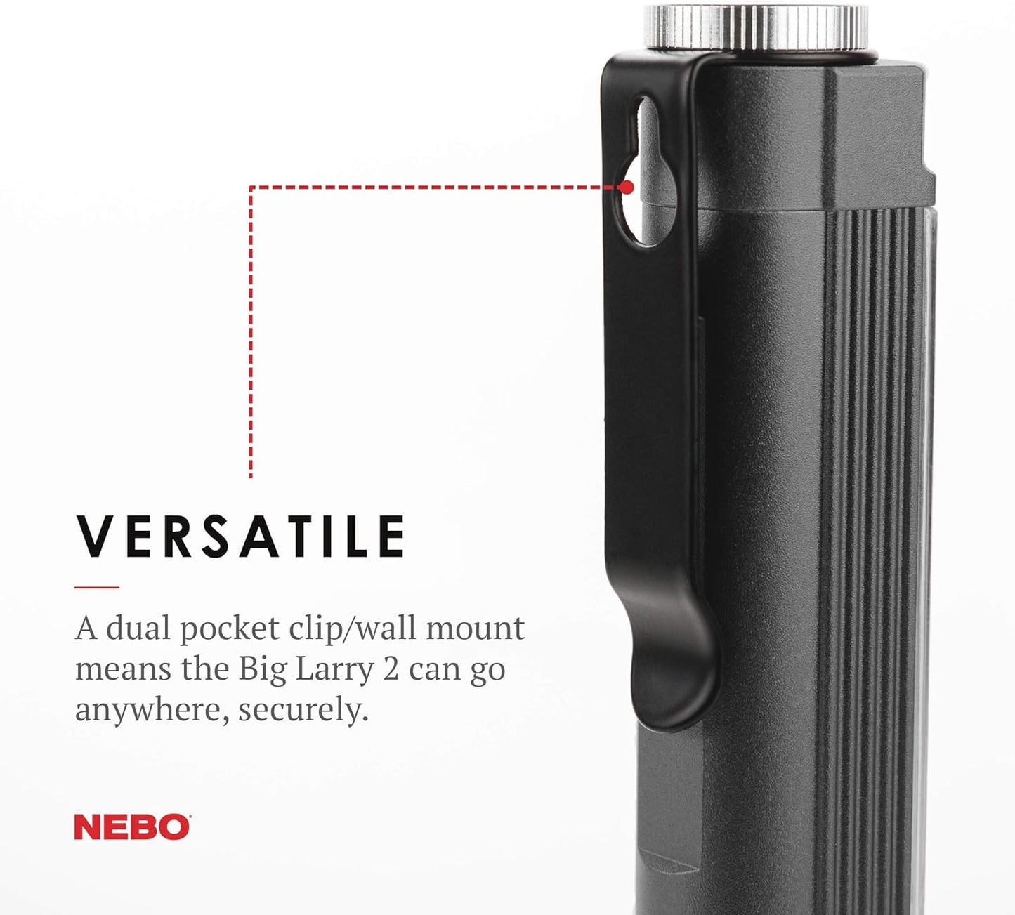 NEBO Magnetic NE6737 Big Larry 2 Pocket Work Light - Powerful LED Pen Inspection Flash Light, Black Torch