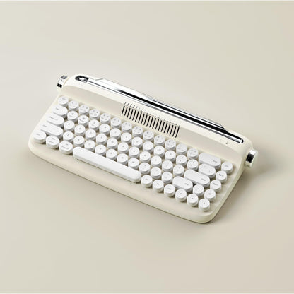 YUNZII Upgraded Wireless Typewriter Keyboard,with Retro Integrated Stand,USB-C/Bluetooth,Cute Round Keycaps, USB-C/Bluetooth Connection for Table, Phone, PC and Win/Mac/Android (B309, Baby Pink)
