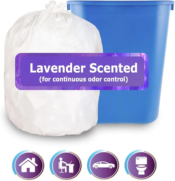 2.6 Gallon Lavender Scented Trash Bags White 2 Gallon Trash Bags Small Bathroom