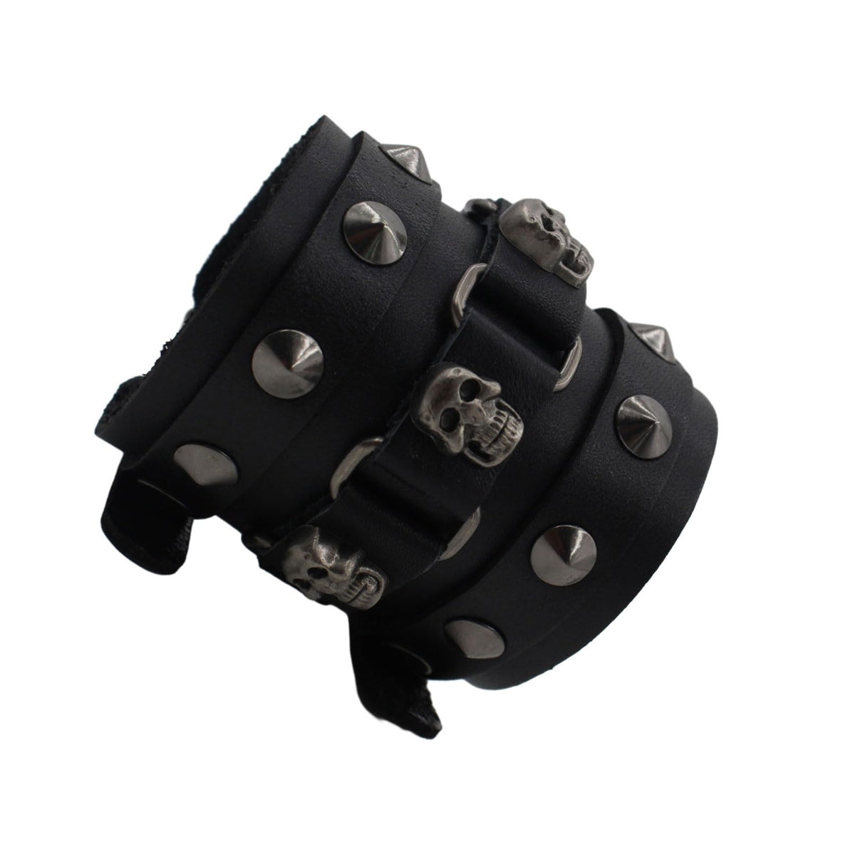 Scddboy Men's Wide Cuff Wristband,Punk Rock Biker Wide Gothic Leather Bracelet