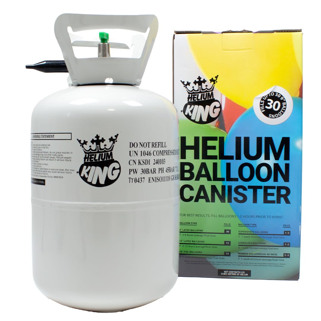 Disposable Helium Gas Canister - Fills 30 x 9 Inch Latex Balloons or 14 Foil Balloons - Helium Balloon Gas UK Filled Cylinder