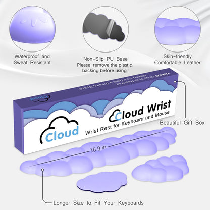 Cloud Wrist Rest Keyboard Palm Rest with Non-Slip Base for Computer Gaming Wrist Rest, YAMJUG Cloud Arm Rest Keyboard Wrist Pad Purple