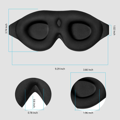 Alaska Bear Sleep Mask for Side Sleepers 2022 Headband Design, Cup-Shaped and Extra-Soft, 100 Blackout Eye Mask Shades Cover for Men and Women Home or Travel, Machine Washable, Black