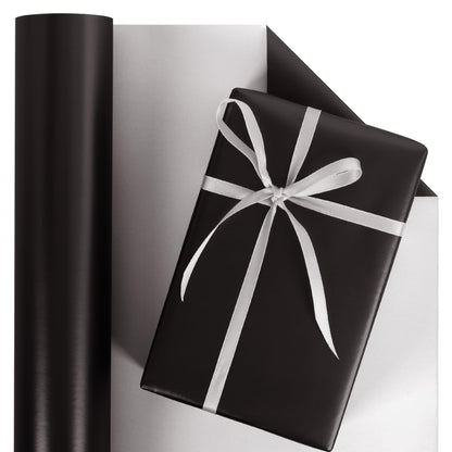 Aimyoo Black Metallic Wrapping Paper Roll - 17 Inches X 60 Feet, Matte Solid Black Color Paper for Birthday, Christmas, Wedding, Baby Shower, Holiday, Bridal Shower