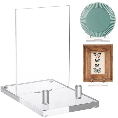 Yousoontic Acrylic Book Display Stand Clear Easel Plate Stand for Displaying Books, Picture, Notebooks, Platter, Photo, Artworks(4 x 6 x 6 Inch)