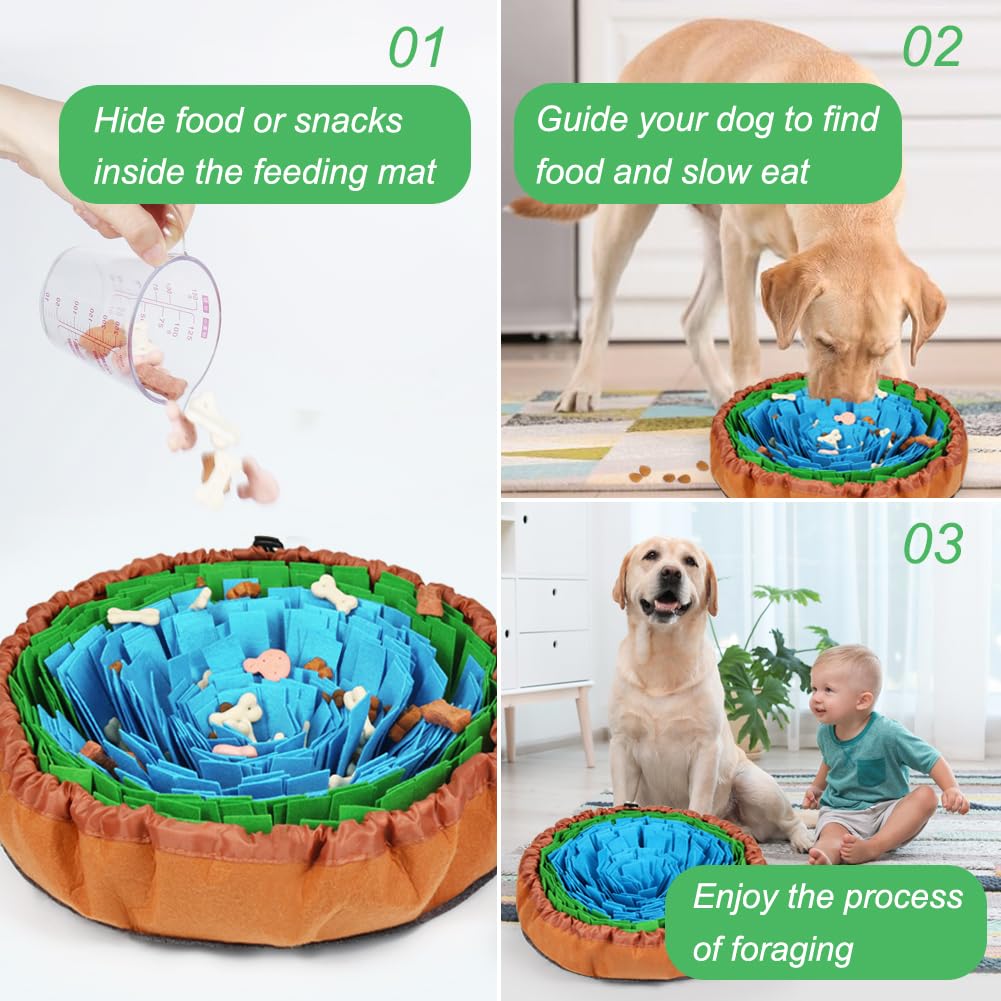 Vivifying Snuffle Mat - Durable, Washable Interactive Game Toy for Large Dogs and Puppies (18in / 46cm Diameter)