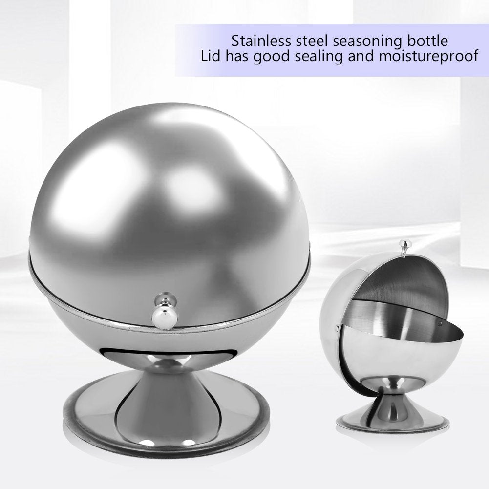 Zerodis Stainless Steel Spherical Seasoning Bottle Sugar Bowl Snack Cans Storage Container for Restaurant Kitchen