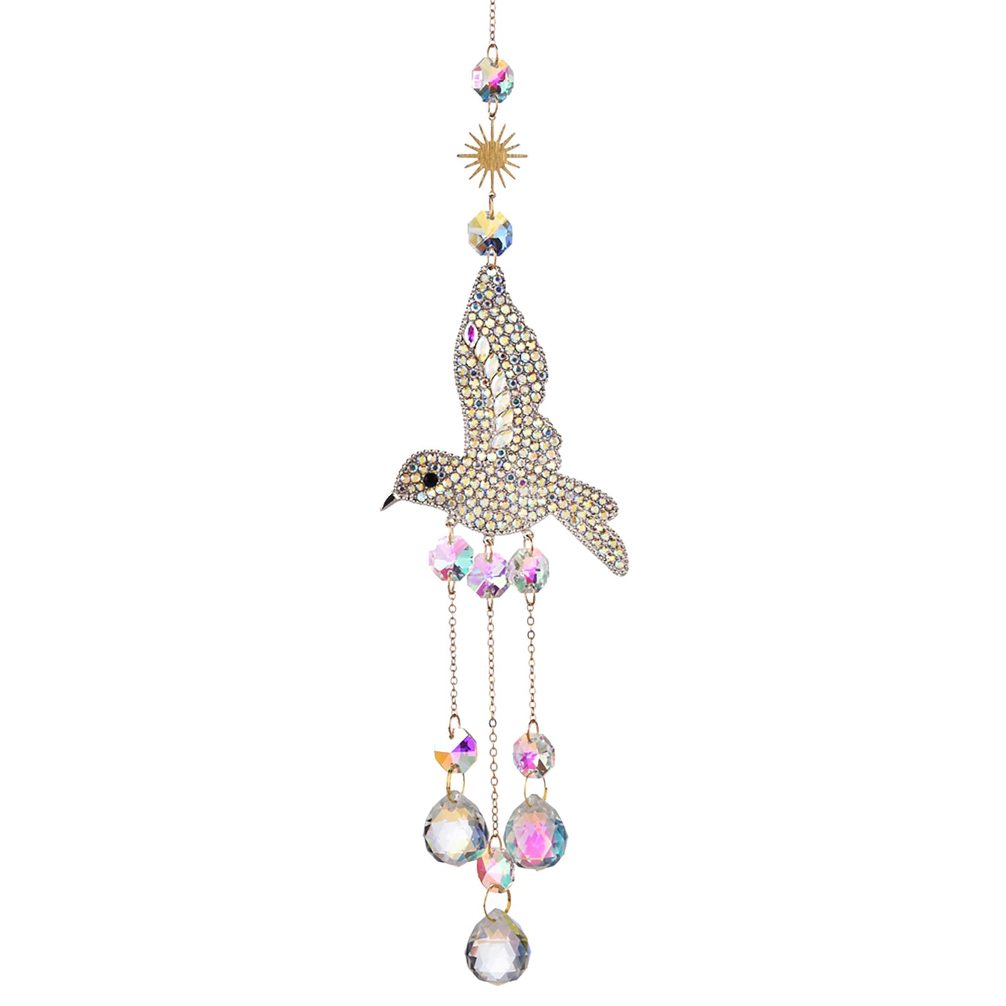 JINYOND Hummingbird Crystal Suncatcher for Window Hanging, Rainbow Maker Prism Ornament with Hook, Sparkling Sun Catcher Decor for Home, Patio, Garden, Bird Lover Gift (Crystal Ball)
