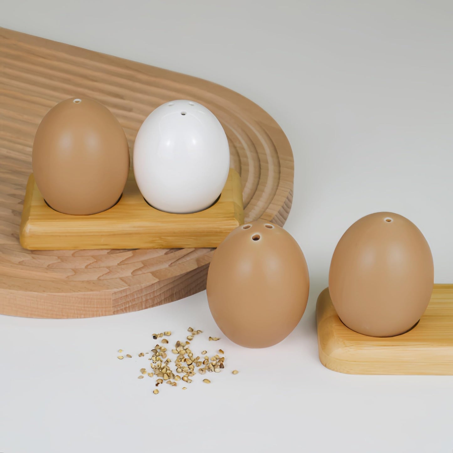 Salt and Pepper Shakers,Novelty Egg Shaped Ceramic Set,Combined Kitchen Decor and Table Setting