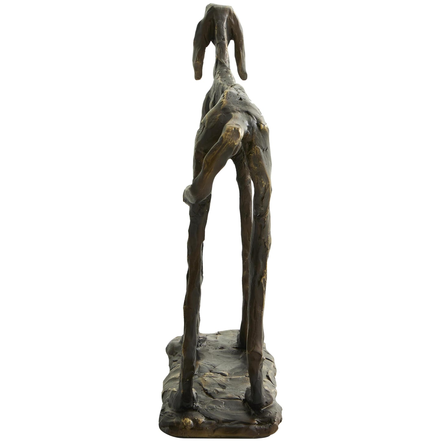 Deco 79 Polystone Dog Decorative Sculpture Distressed Slim Frame Home Decor Statue with Gold Accents, Accent Figurine 14" x 4" x 11", Bronze