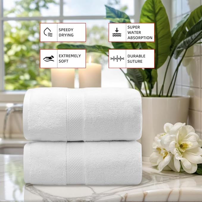 Fluffy Cotton Bath Towels Set650GSM, 2-Piece Set, Thickened and Enlarged