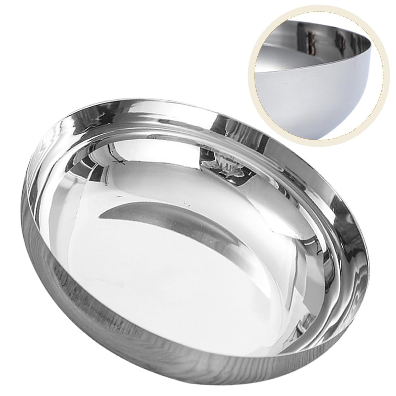 IMIKEYA Stainless Steel Serving Bowl 9.5 Inch Round Food Mixing Bowl for Salad Fruit Soup Pasta Ramen Basin Kitchen Accessory Home Decor