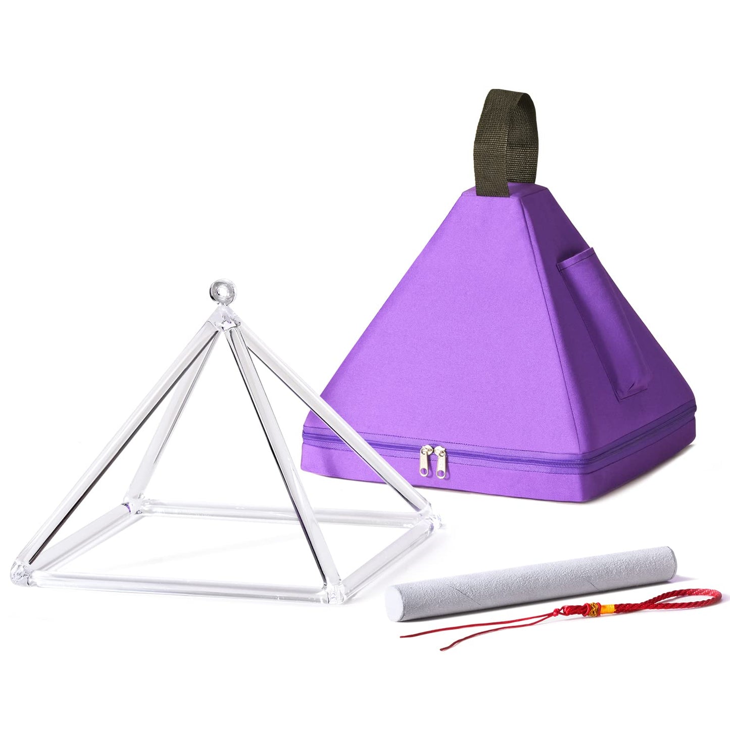 CVNC 12 Inch Quartz Crystal Singing Pyramid Healing Musical Instrument + Carry Case Bag Powerful Energy