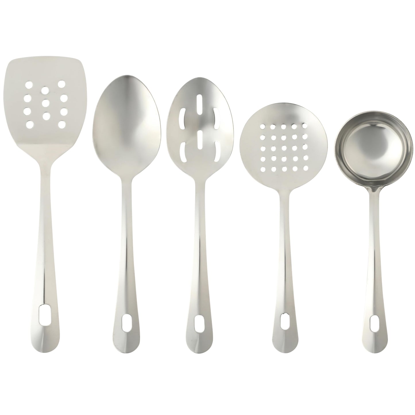 Gibson Home Landsworth 5-Piece Stainless Steel Serving Utensil Set – Ladle, Slotted Spoon, Skimmer, Turner, Spoon