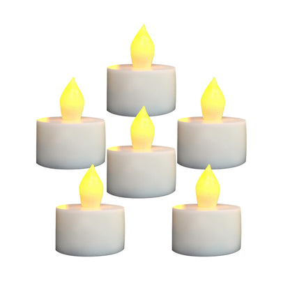 CANDLE CHOICE Battery Operated Flameless Tea Lights with Timer Realistic Flickering Fake Electric LED Tealight Candles Set for Halloween Christmas Party Wedding Decorations Batteries Included 6 Pack