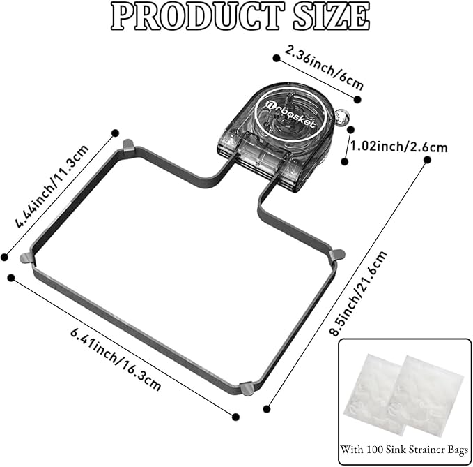 Kitchen Sink Strainer with 100 PCS Filter Mesh Bag, Food Waste Filter Basket