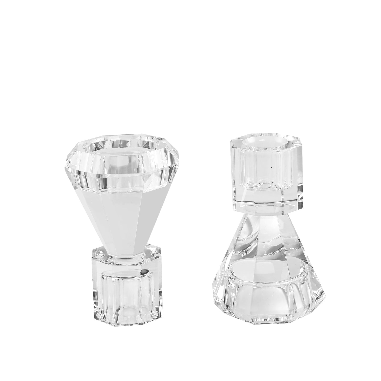Crystal Candle Holder, Set of 2 Crystal Clear Candlestick Stand for Tealight Candle,Party, Wedding Candle Holder Decoration