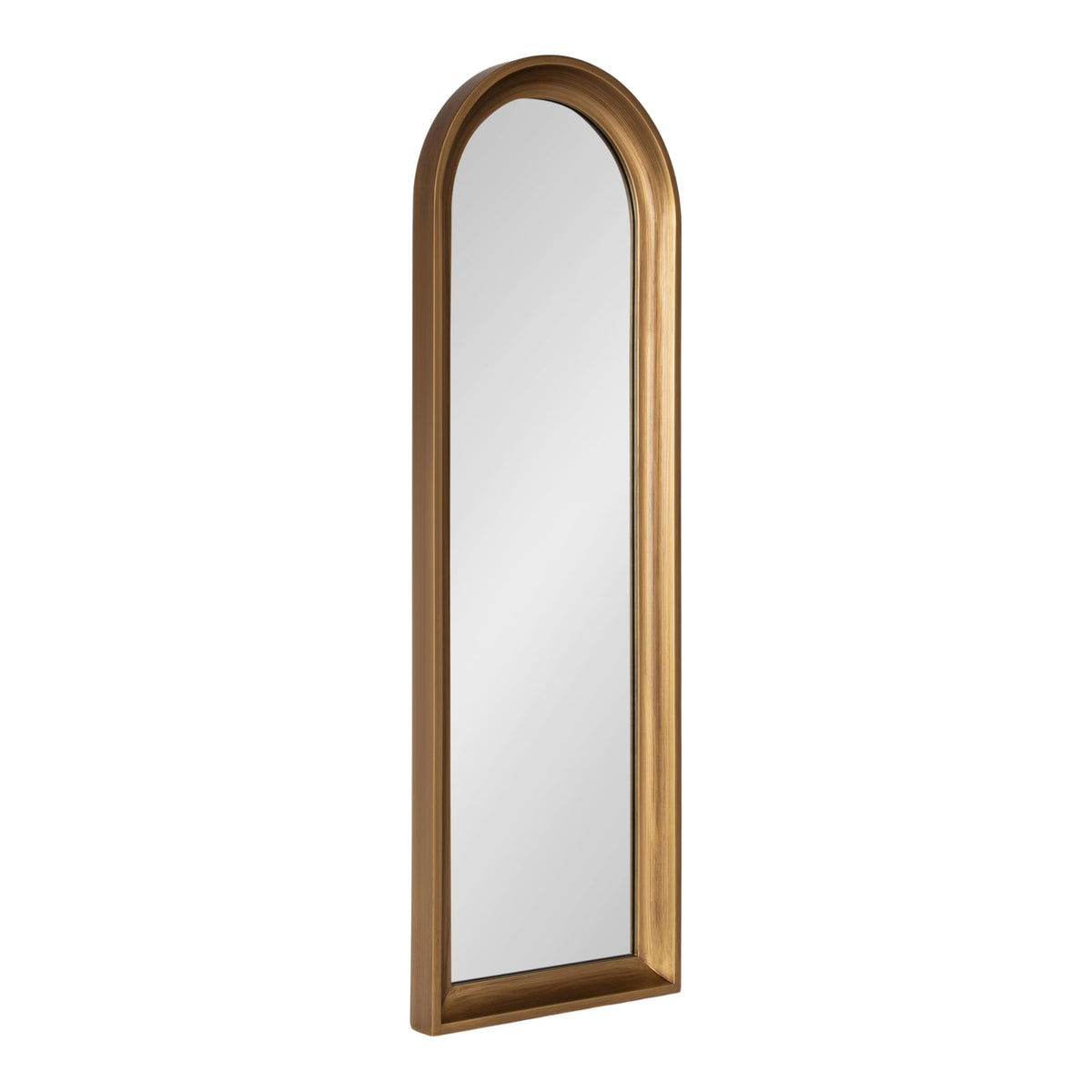 Kate and Laurel Hatherleigh Modern Slim Arched Panel Wall Mirror, 12 x 36, Gold, Transitional Narrow Wooden Arch Mirror for Use as Versatile Bedroom or Entryway Wall Decor