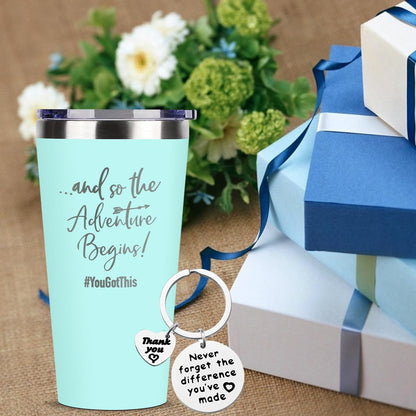 SHOW-YA Good Luck Gifts - Congratulations Gifts for Women,New Job Gift for Women,Farewell Going Away Gift for Friends Coworker,And So The Adventure Begins You Got This,16 OZ Tumbler