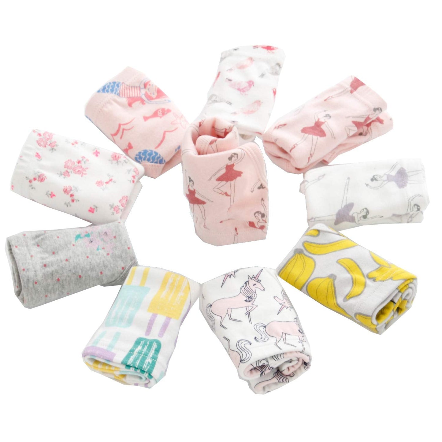 Girls' Knickers 9 Pack Comfortable Briefs Girls Cotton (3-4 Years) MULTICOLOR,Size:110