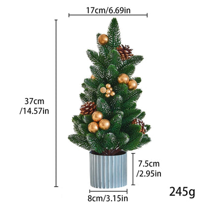 MYELLU Classic Small Christmas Tree Table Decor - Mini Tabletop Artificial Tree Indoor Christmas Holiday Centerpiece for Desktop Home Office Bedroom Decor Gift(Gold Pine)