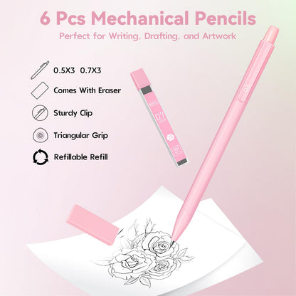 52 PCS Aesthetic School Supplies with Cute Pencil Case, Stationery Essentials with Pens Pencils and Pastel Highlighters Set,College Back to School Supplies for Teen Girls,Pastel Office Supplies-Green