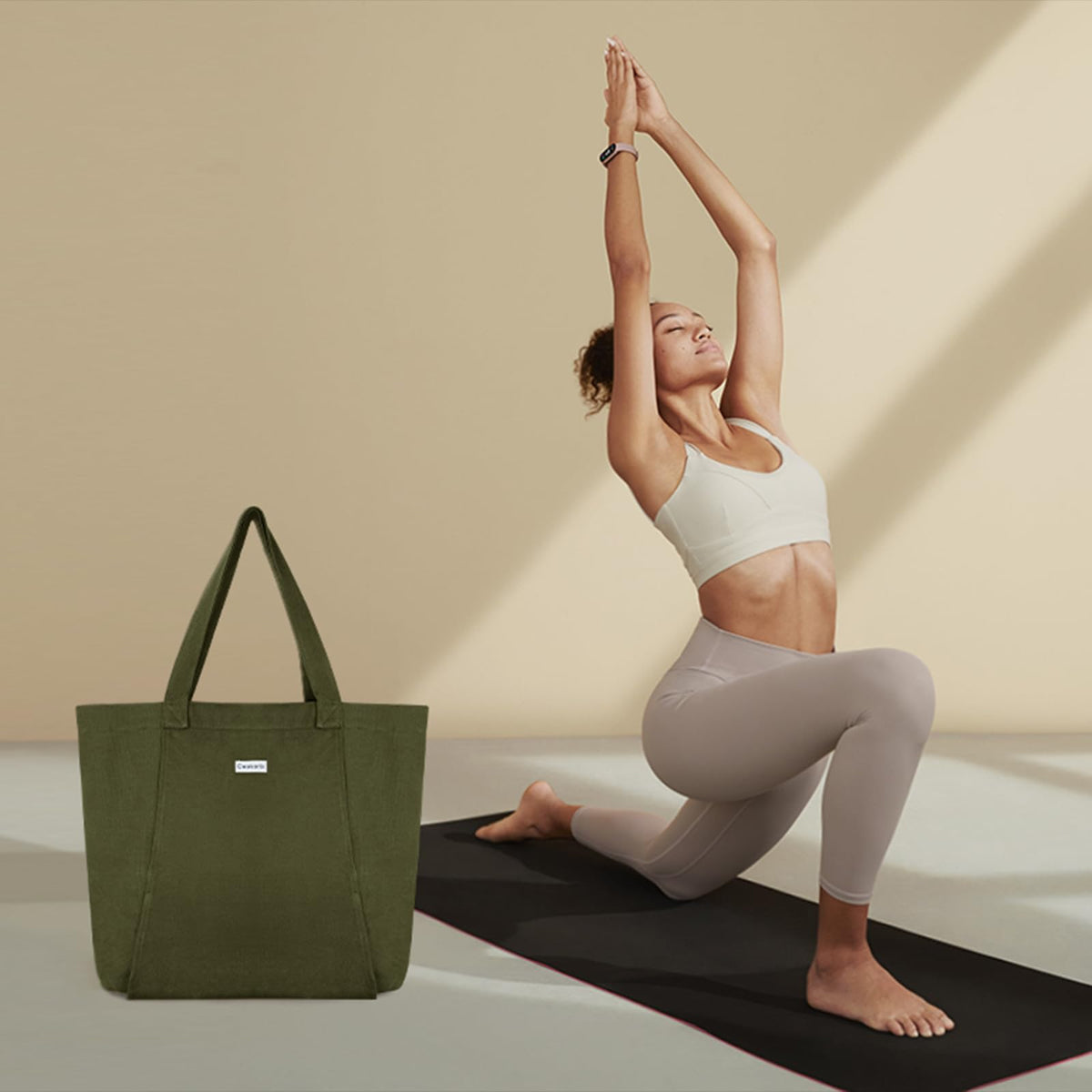Cwokarb Yoga Mat Bag, Yoga Bags and Carriers Fits All Your Stuff, Yoga Tote Bag for Gym, Pilates, Workout, Beach, Travel and Office