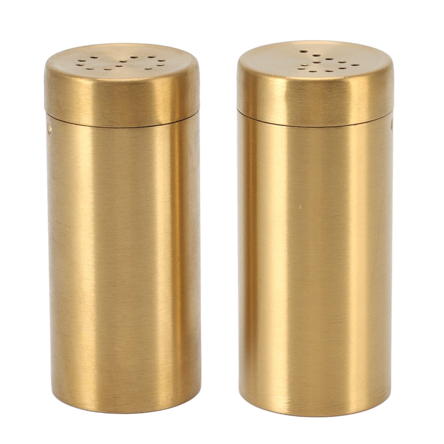 Stainless Steel Salt Shaker Gold 2 Pack with Fine Mesh for Salt Sugar Shaker Kitchen Seasoning Container