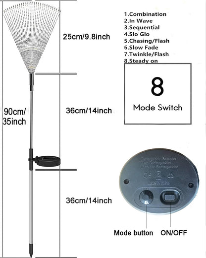 Joysing Firework Solar Lights Outdoor Garden 2 Pack 120 LED Solar Firework Light, 8 Modes Garden Lights Waterproof Starburst Light for Lawn Patio Pathway Decorative - Warm White