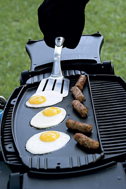 Weber Premium Grill Tool Set - Compact, 2-Piece Made of Stainless Steel, consisting of Grill Tongs (38cm) and Turner (35cm), with Practical Handles, Dishwasher Safe - Silver (6645)