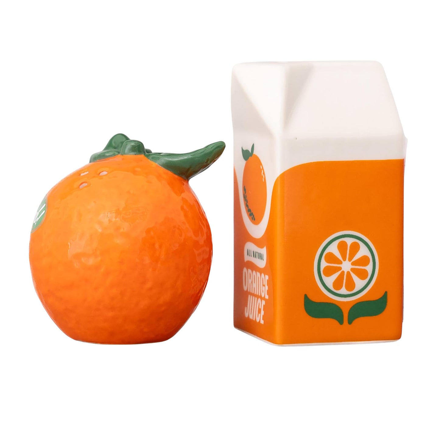 ban.do Cute Salt and Pepper Shakers Set in Novelty Fruit Shape, Matching Vintage Inspired Shakers, Orange