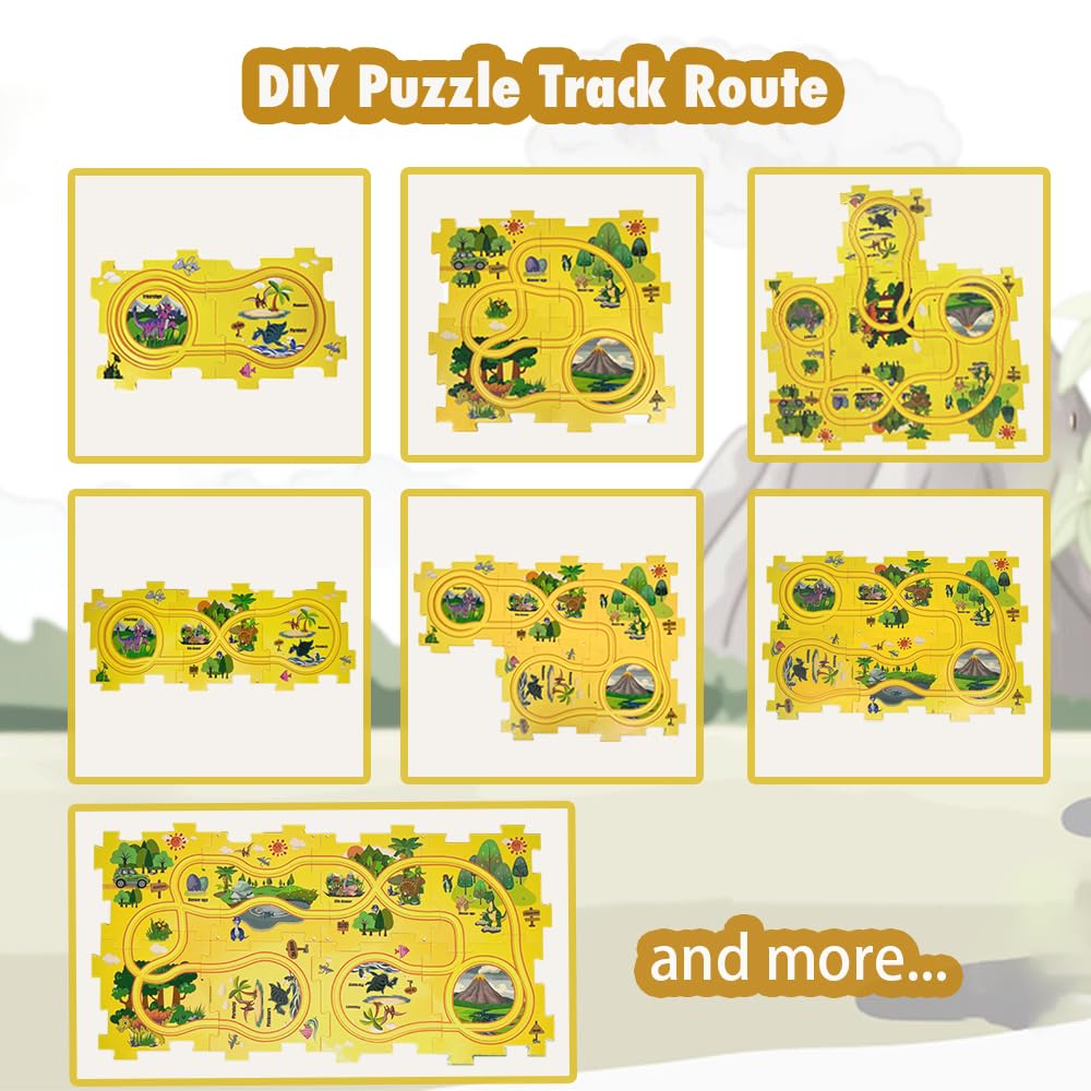 Puzzle Racer Kids Car Track Toy Car Set for Kids DIY 8PCS Puzzle Track Rail Route Educational Game Gift Toys for Children 2 3 4 5 6 Years