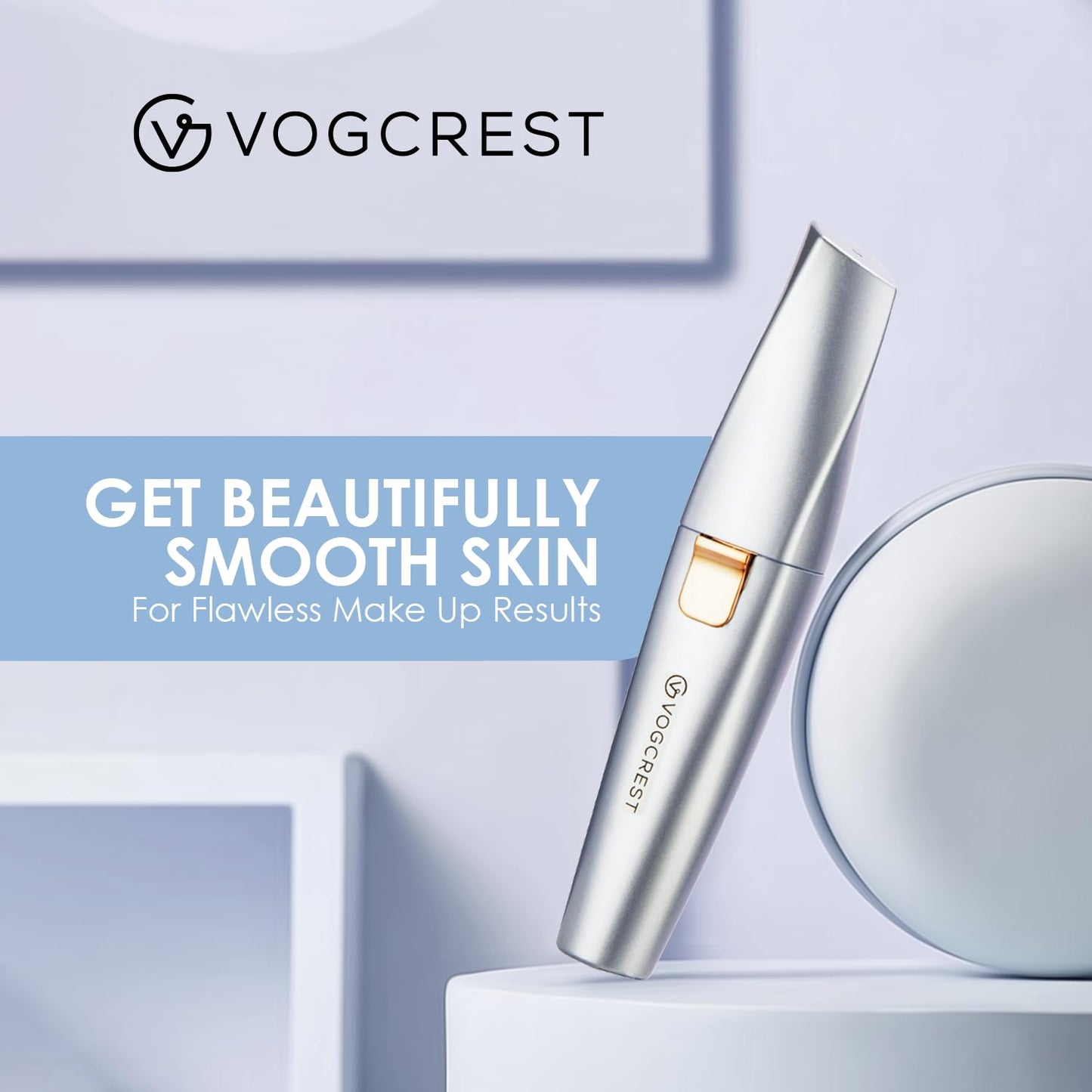 VG VOGCREST Eyebrow & Facial Trimmer: 2 in1 Rechargeable Facial Hair Removal & Eyebrow Shaver - Body Razor with Built-in LED Light (Rose Gold)