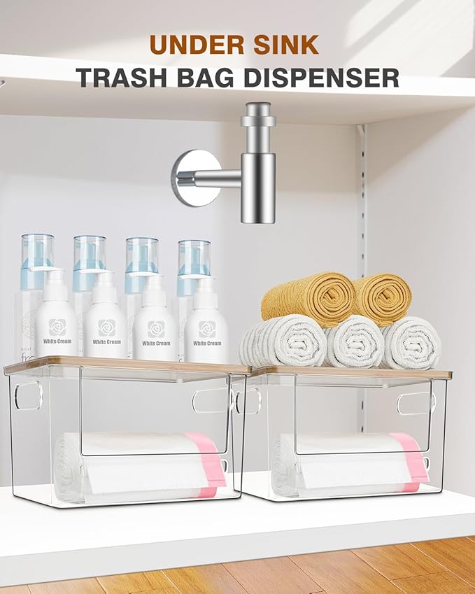 Trash Bag Dispenser 2 Pack, Acrylic Garbage Bags Dispenser