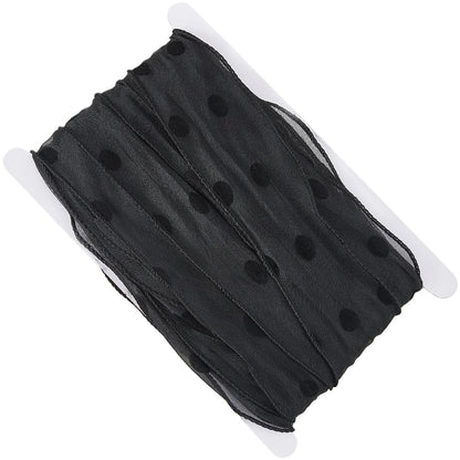 CABODYALS 27.34 Yards 2 Inch Black Polka Dot Ribbon Round Dots Edging Polyester Lightweight Sheer Organza Chiffon Band Ribbons for Gift Wrapping Hair Bows Decor Bouquet Card Making DIY Craft Supply