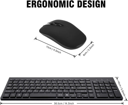 Wireless Keyboard and Mouse Set, 2.4G Compact Slim QWERTY UK Layout USB Keyboard and Cordless Silent Mouse Combo with Numeric Keypad Ergonomic Energy Saving for Windows PC/Laptop/Computer/Apple Mac