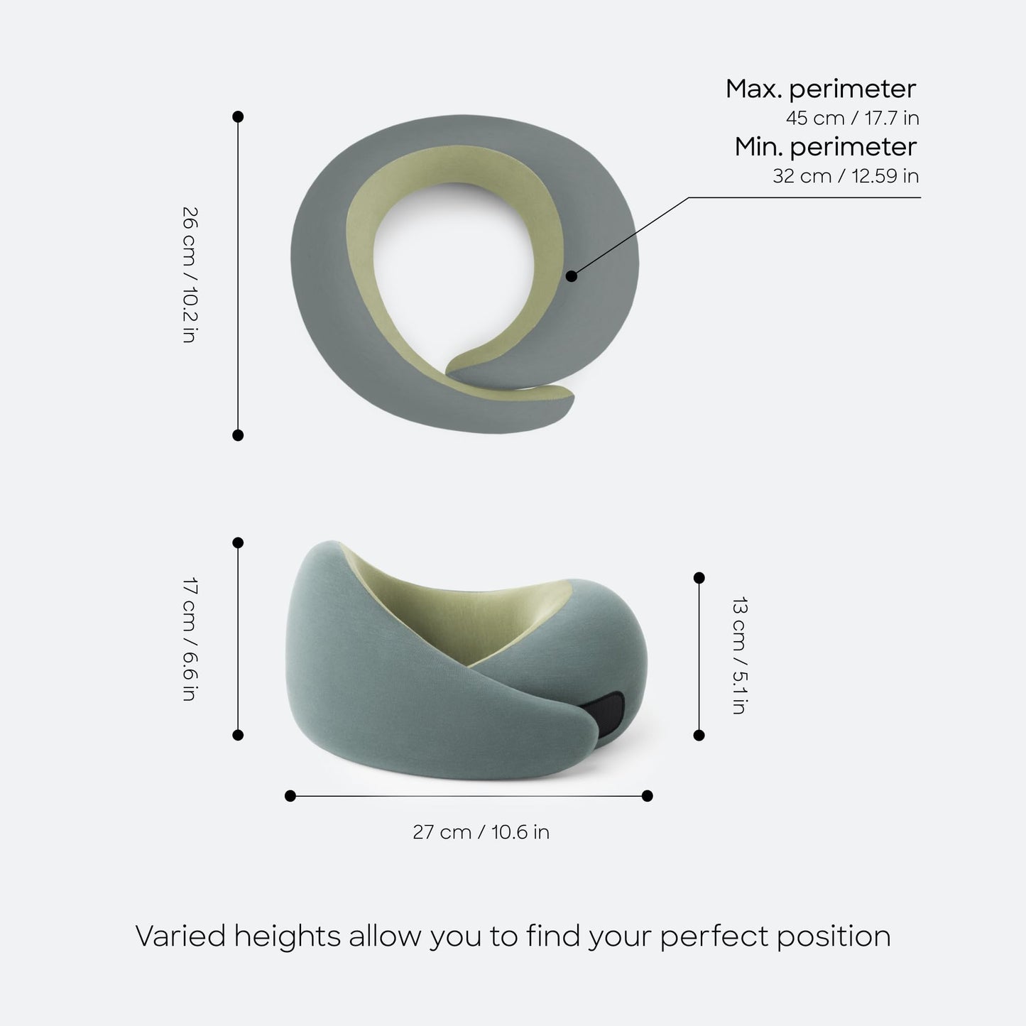 Ostrichpillow Go Neck Pillow - Premium Memory Foam Travel Pillow, 360º Ergonomic Design, Asymmetrical Sides, Travel Bag Included, Washable Modal Cover