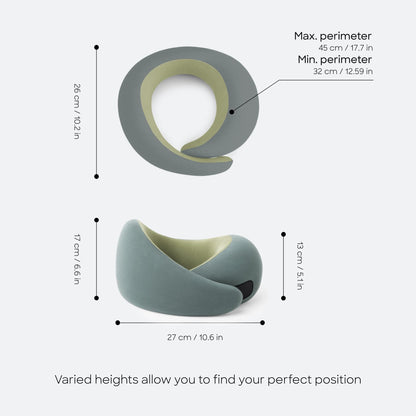 Ostrichpillow Go Neck Pillow - Premium Memory Foam Travel Pillow, 360º Ergonomic Design, Asymmetrical Sides, Travel Bag Included, Washable Modal Cover