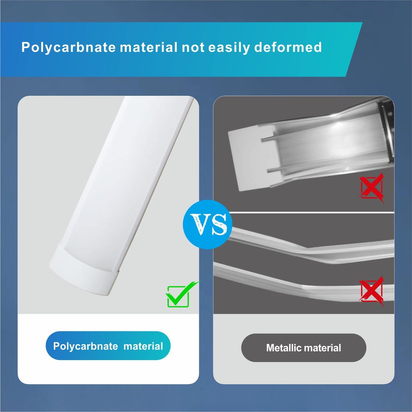4Ft LED Batten Light, 3550LM 32W 6500K LED Tube Light, 2-Pack Slim Profile Dust-Proof Integrated Housing, Flexible Surface Mounted Linear Ceiling Garage Light, Indoor Use