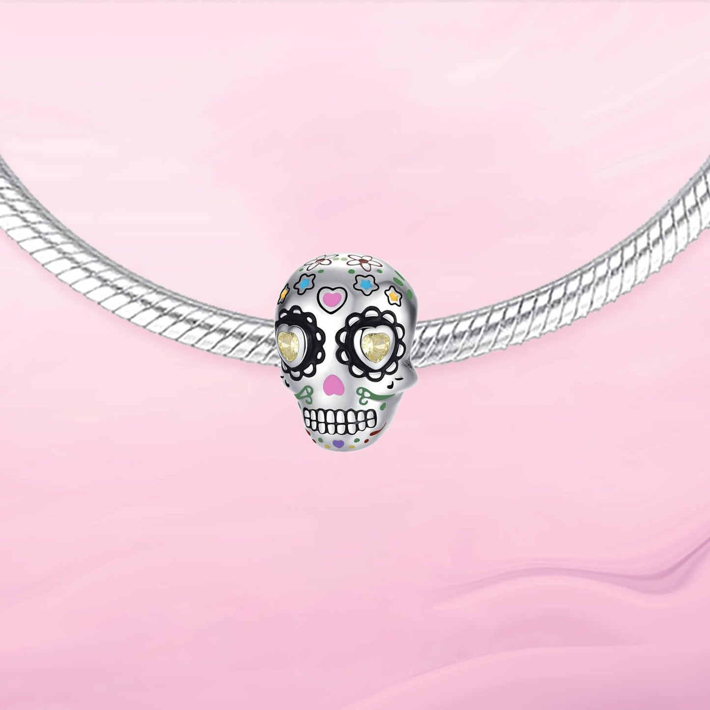VALGACLS Colorful Skull Charm Halloween Charms for Bracelets Necklace 925 Sterling Silver Charms for Women