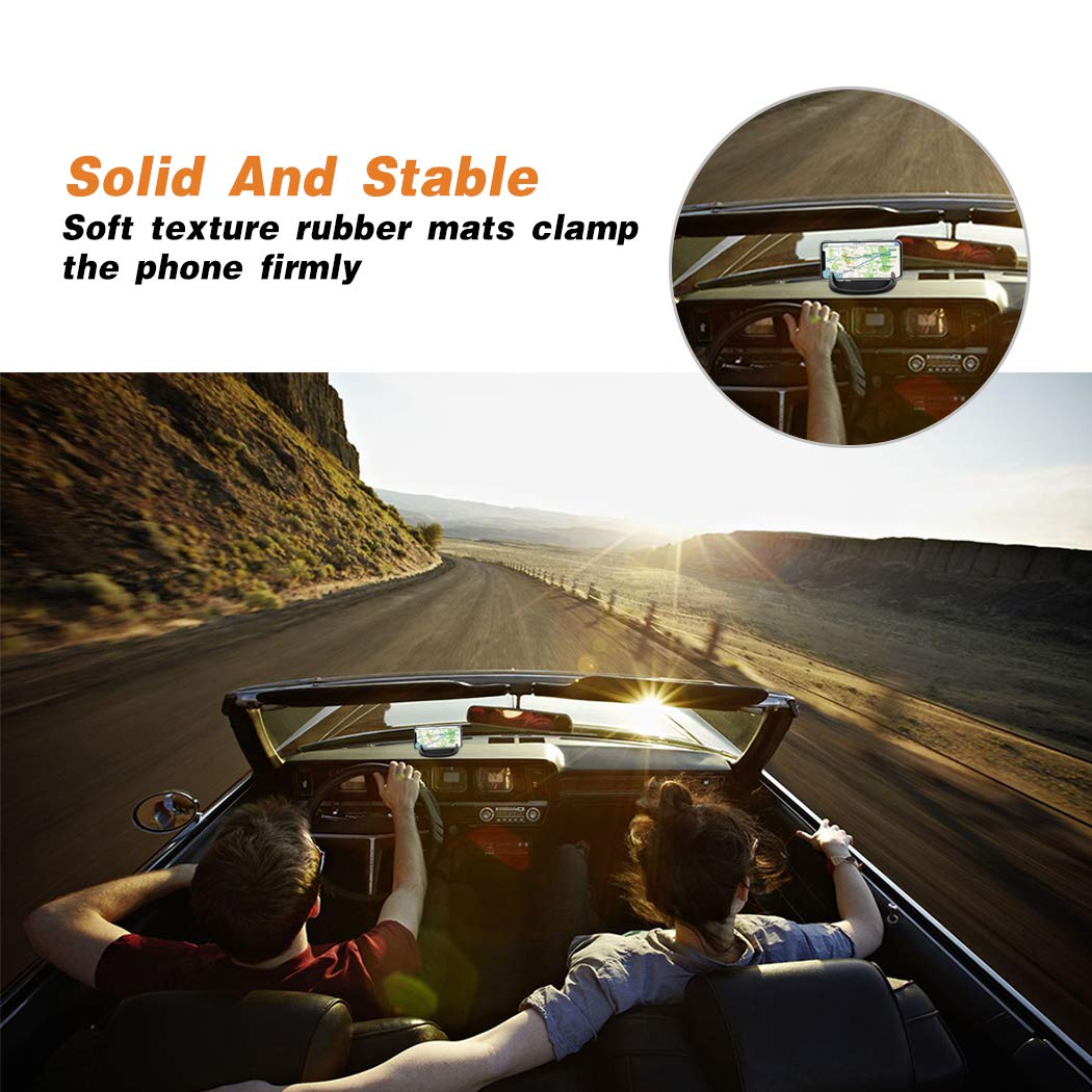 Cinati Car Phone Holder, Car Phone Mount Silicone Vehicle Pad Mat for Various Dashboards, Slip Free Desk Phone Stand Compatible with iPhone, Samsung, Android Smartphones, GPS Devices and More, Black