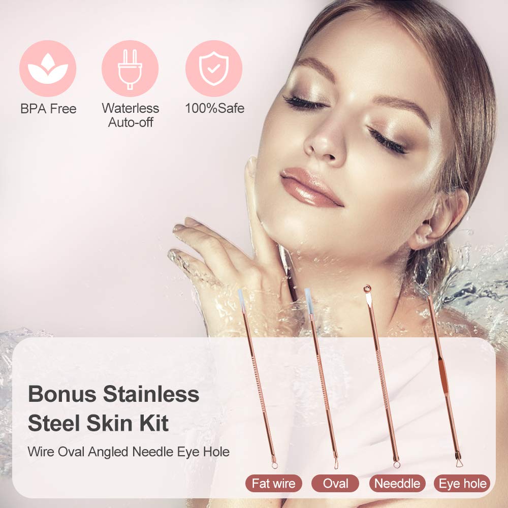 Amconsure Facial Steamer - Nano Ionic Face Steamer Warm Mist Steamer for Home Sauna SPA, Humidifier for Face Steamer for Deep Cleaning Unclogs Pores Sinuses - Bonus 5 Piece Stainless Steel Skin Kit