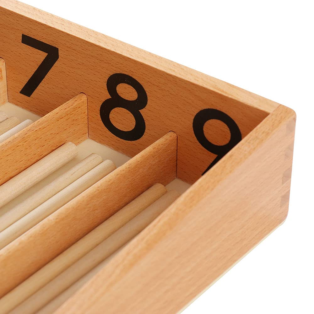 Kghios Montessori Spindle Box with 45 Spindles Montessori Math Toys Material for Toddlers Kids 3 Years Old